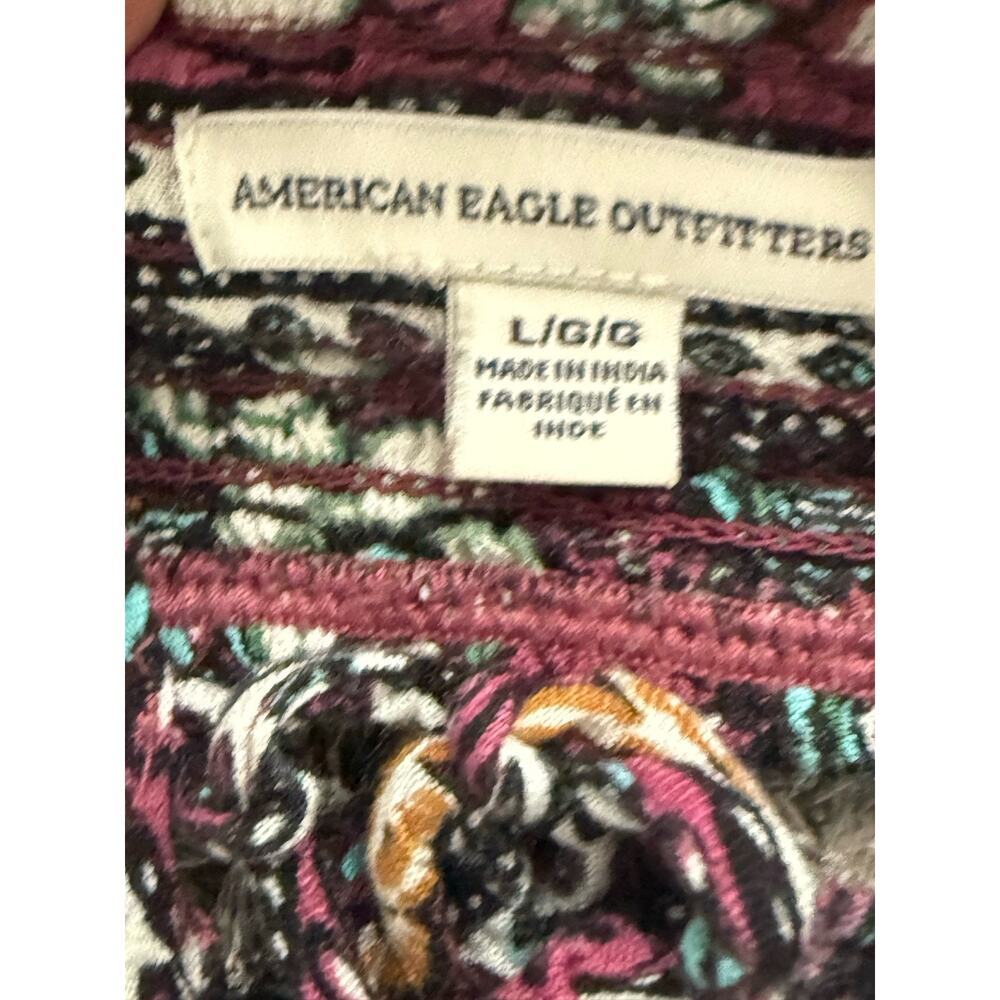 American Eagle Women’s Boho Floral Viscose Romper Hippie Festival Summer Size L - Picture 10 of 16